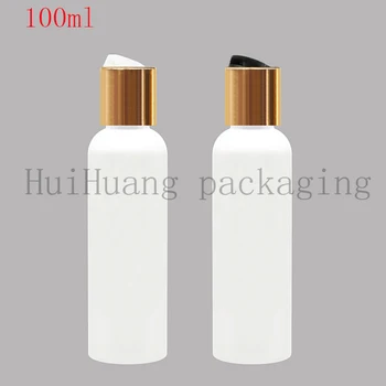 

100X100ml empty Shampoo plastic bottle container gold disc cap hair conditioner 100cc refillable body lotion bottles Liquid Soap