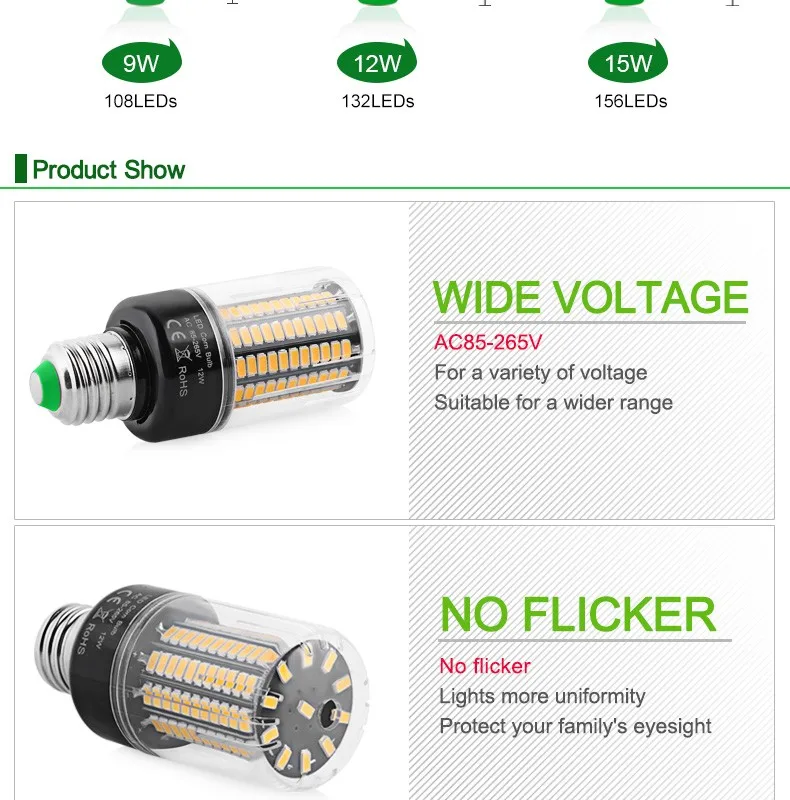 E27 светодио дный лампа E14 SMD5736 светодио дный лампы переменного тока 110 V 220 V светодио дный мозоли 3,5 Вт 5 Вт 7 Вт 9 Вт 12 Вт 15 Вт 20 Вт без мерцания