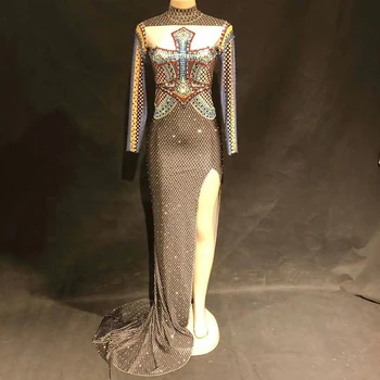 

Black Ballroom Dance Costume Body Sexy For Ladies Party Birthday Gogo DS Club Bar Dj Pole Dancing Singer Dancer Sexy Wear DJ268