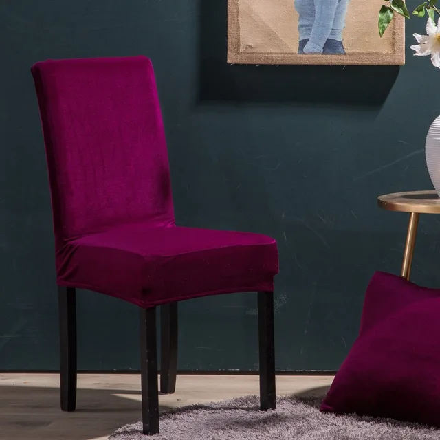 Buy soft velvet chair cover gold color dining room