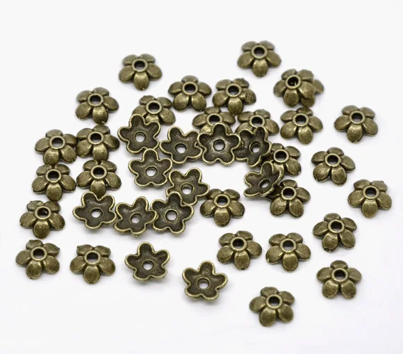 

Free Shipping 800pcs Antique Bronze Flower Bead Caps Findings 6.5x6.5mm (Fit 8-14mm Bead) Jewelry Findings Wholesale J0380*2