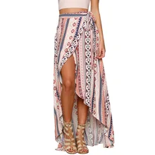 Женские летние богемные шифоновые свободные пляжные длинные юбки женские Boho винтажные печати Harajuku кружевные сексуальные юбки длиной до щиколотки