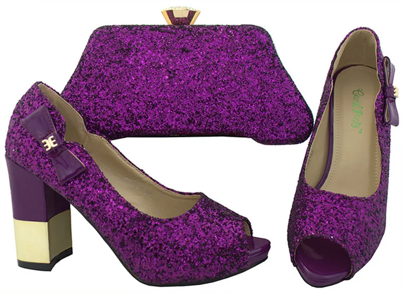 

Italian shoes and bag matching set purple color 3.74 inches with size 38 to 42 fashion 2018 shoes bag pumps shoes SB8078-3