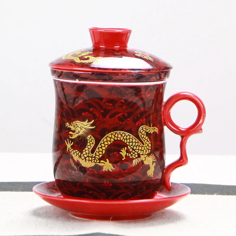 Китайский дракон чайная чашка керамические чашки и кружки с фильтром Китайский кунг-фу посуда для напитков для офиса дома синий и белый питьевой - Цвет: see chart0
