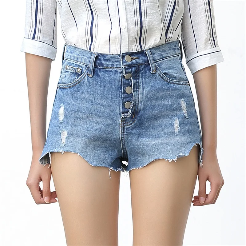 Yichaoyiliang Summer Women Vintage Micro Denim Shorts Distressed Jeans