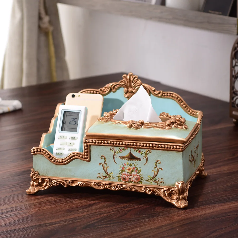 

New wholesale creative American style home decorations, painting, multi-functional paper towel box, resin crafts