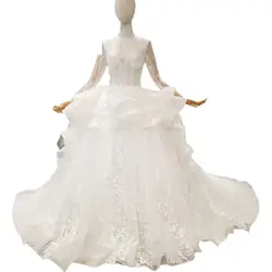 Новинка 2018 года; свадебные платья из натурального белого тюля с жемчугом и v-образным вырезом; Свадебные платья на Прокат; бальное платье со