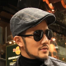 Для мужчин повседневные шерстяные береты модные Британский стиль плед Шапки Для мужчин головные уборы метросексуал Для мужчин хлопок классический берет брендовые дизайнерские шляпы