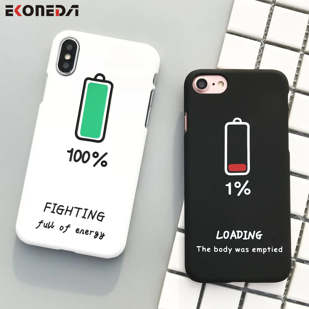 

EKONEDA Funny Battery Fighting Case For iPhone 8 8Plus 7 7Plus Cover Plastic Matte Rubber Case For iPhone Xs Max XR 6 6S 7 Case