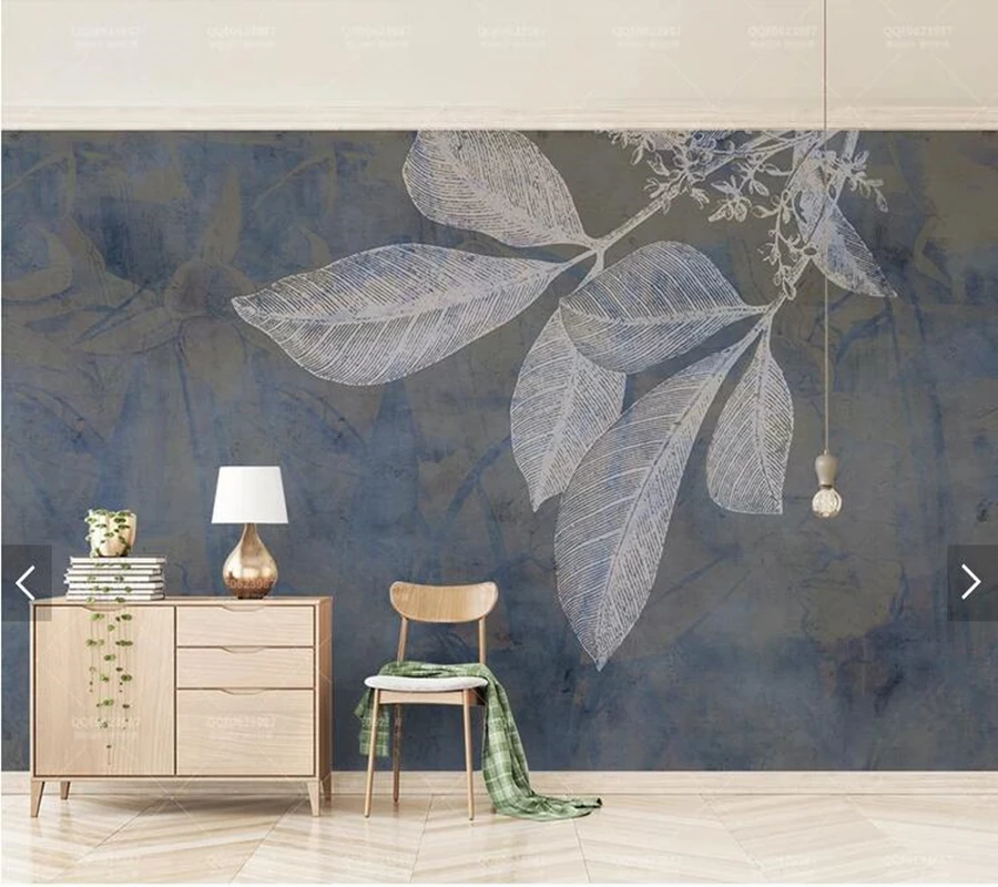 

Customized modern minimalist wallpaper, leaf texture murals for living room bedroom sofa background wall waterproof wallpaper