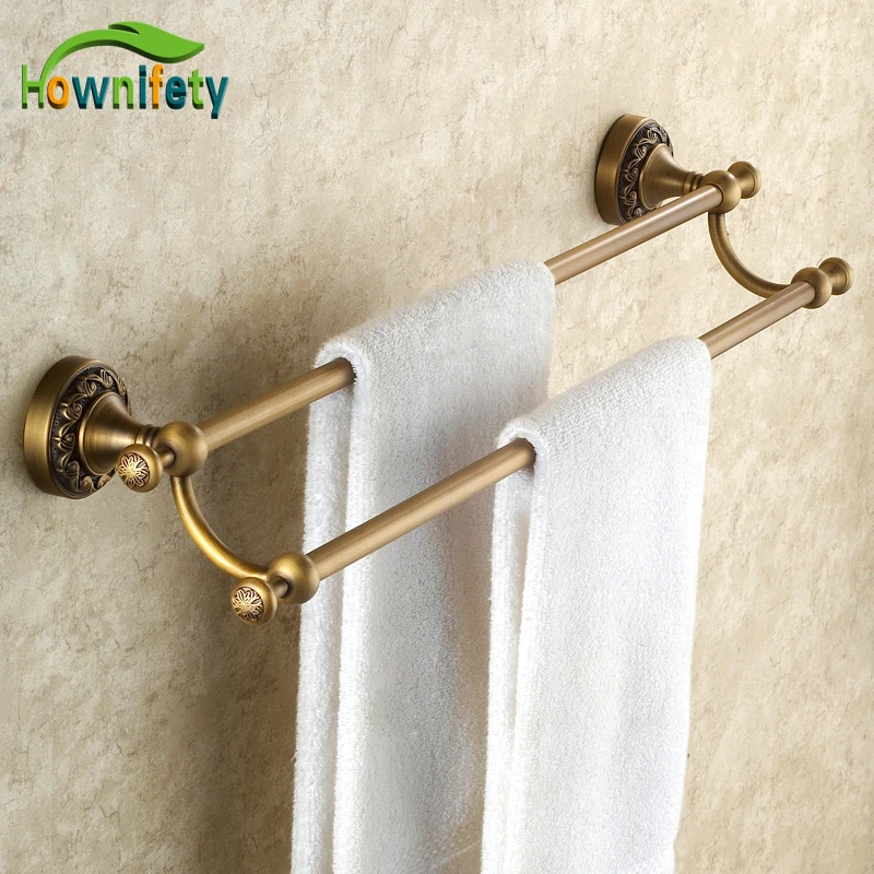 Antique Brass Bathroom Double Towel Bar/Towel Hanger Bathroom Towel Holder Wall Mounted