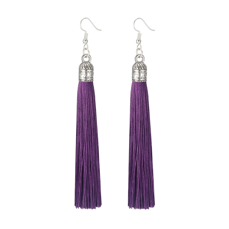 LOVBEAFAS Brand Tassel Earrings Women Fashion Jewelry Bohemian Drop Dangle Long Earrings Silk Fabric Ethnic Vintage Earrings - Image 4