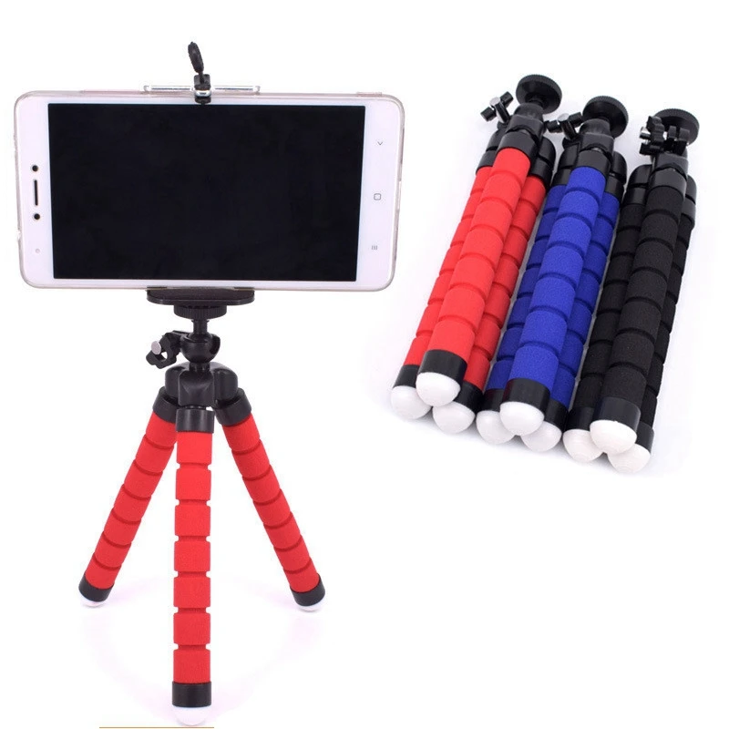 Mini Flexible Tripods Holder Octopus Sponge Stand Bracket Selfie Monopod Mount Clip For Cell Phone Monopod Selfie