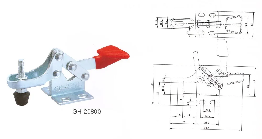GH-20800, горизонтальные тумблеры, быстросъемная ручка, инструмент, тумблер, зажим-фиксатор, удерживающая способность 30 кг, крепежный зажим