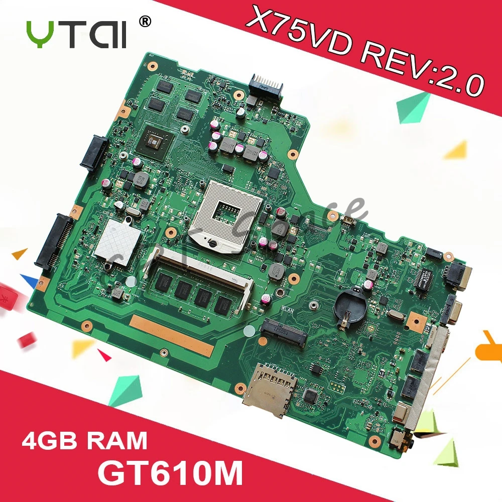 X75VD материнских плат REV: 2,0 GT610M для ASUS X75V X75VC X75VB R704V X75VD Материнская плата ноутбука DDR3 HM76 8 шт. видео памяти тест