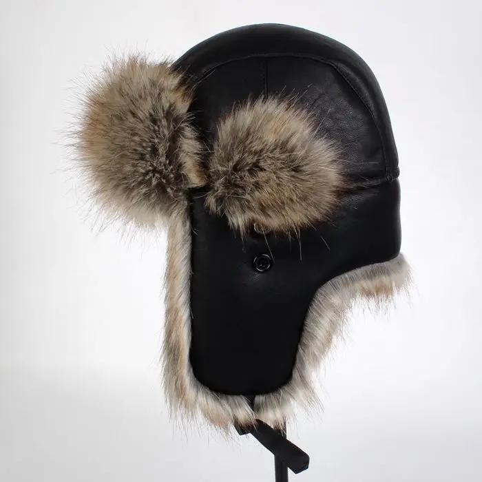 Супер теплая зимняя шапка Для мужчин утолщаются хлопка Кепки из искусственной кожи Лэй Фэн Кепки Водонепроницаемый куртка-бомбер Шапки защита ушей Лыжный Спорт Hat b-8503