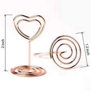

20pcs Mini Place Card Holders Table Number Stands Table Card Holder Wire Table Picture Photo Holder with Heart Shape Menu Memo