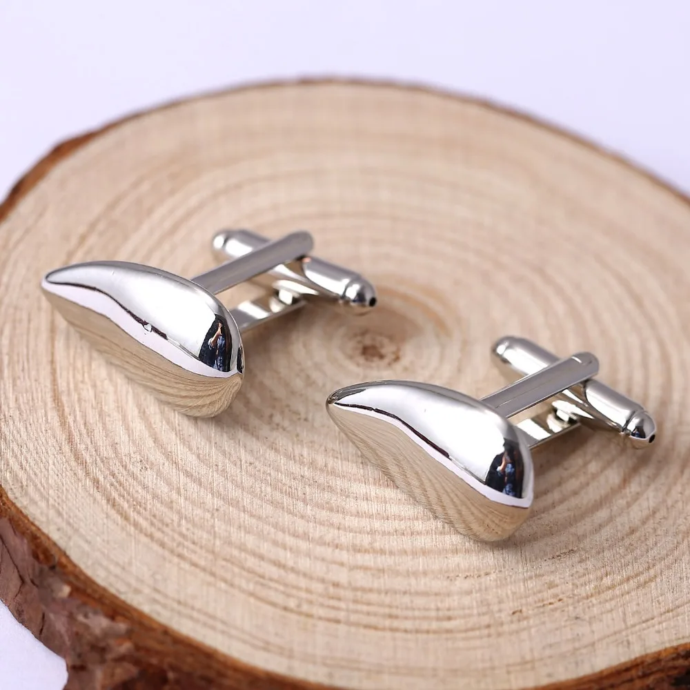 H&F cheap cufflink water drop shape silver plated cufflinks male French shirt cuff links for men