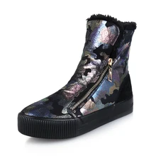 M. GENERAL Invierno Estilo Mujeres Botas de Nieve de Moda Sólido Redondo Graffiti Botas Mujeres Bottes Femmes Zip Zapatos Scarpe Donna