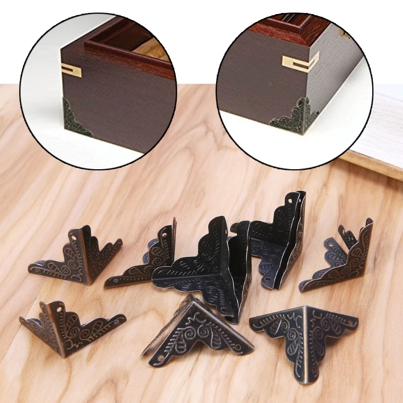 

10PCS 3.5cmx2.5 cm Antique Bronze Furniture Protector Corner Decorative Box Corner Pads-M15