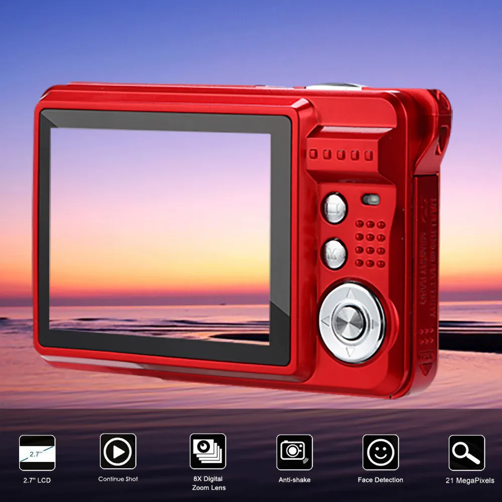 

2.7HD Screen Digital Camera 18MP Anti-Shake Face Detection Camcorder Blank displays vivid image Anti-shake face detection F5.31