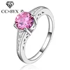 Anillos de circonia cúbica de cristal para mujer, accesorios para fiesta, joyería CC126, color oro blanco, rosa ► Foto 1/6