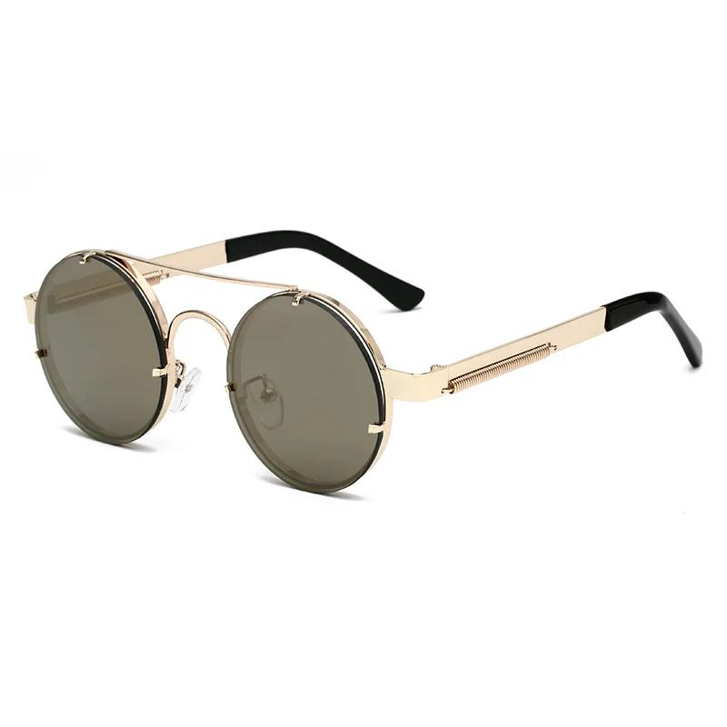 Joubas, круглые стимпанк Солнцезащитные очки для женщин/мужчин,, светоотражающие зеркальные солнцезащитные очки, весенние металлические очки, Ретро стиль, винтажные вечерние очки, 34 - Цвет линз: C3
