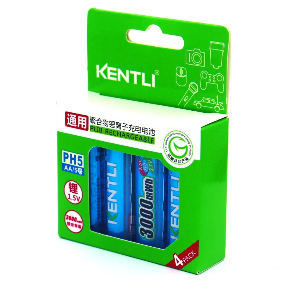 4 шт. KENTLI 1 5 в AA PH5 3000mWh PLIB литий ионная полимерная литиевая батарея + порта AAA
