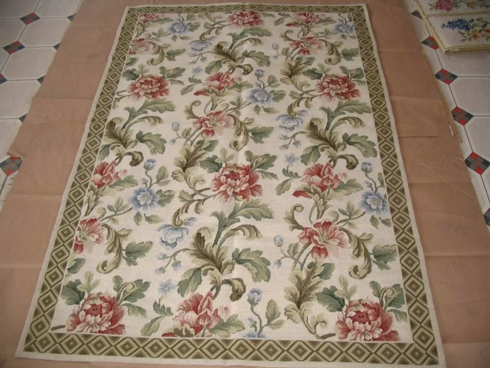Free shipping 4'X6' needlepoint rugs,New Zealand woolen rugs aubusson