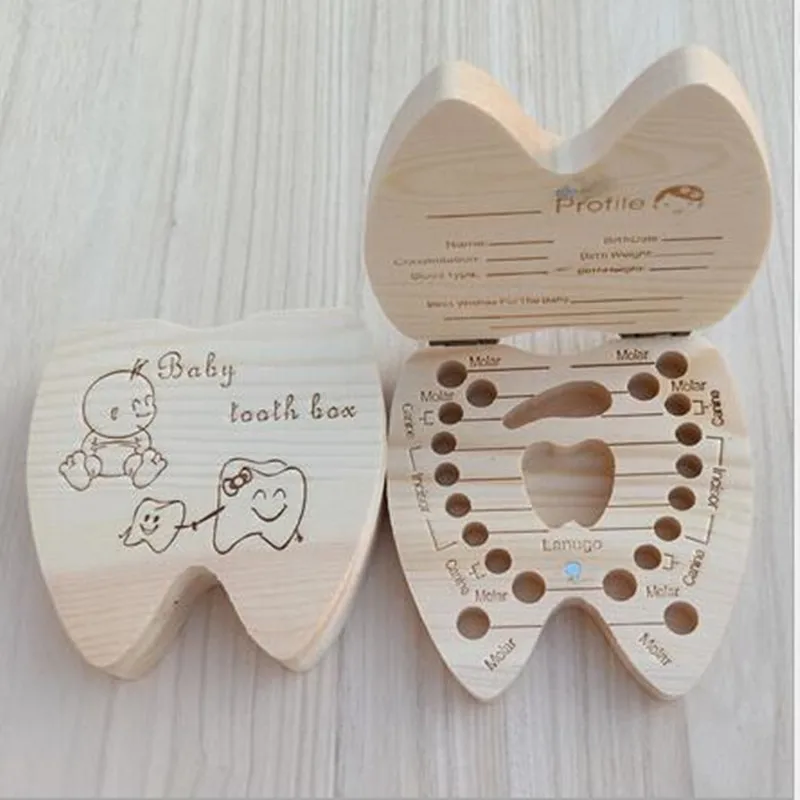 

HARKO, Kids Toothbrushes Girls Wood Tooth Wood Child Box Milk Teeth Umbilic Creative Storage