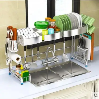 

304 stainless steel kitchen rack sink for airing dishes, dishes, storage supplies, dish racks, sink drain racks