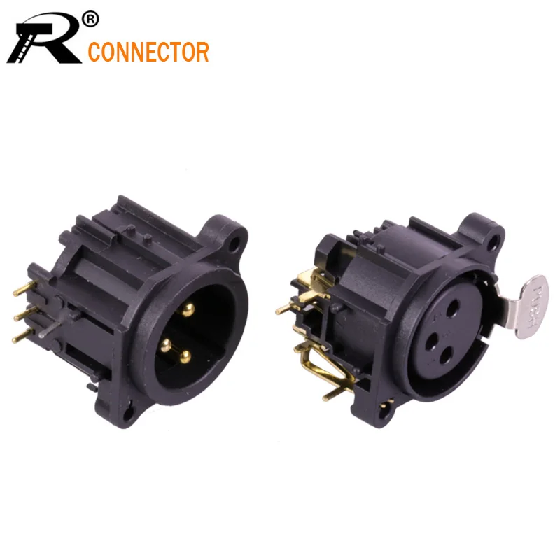 Прямоугольный XLR Разъем черный пластик 3pin Мужской/Женский Панель Крепление с