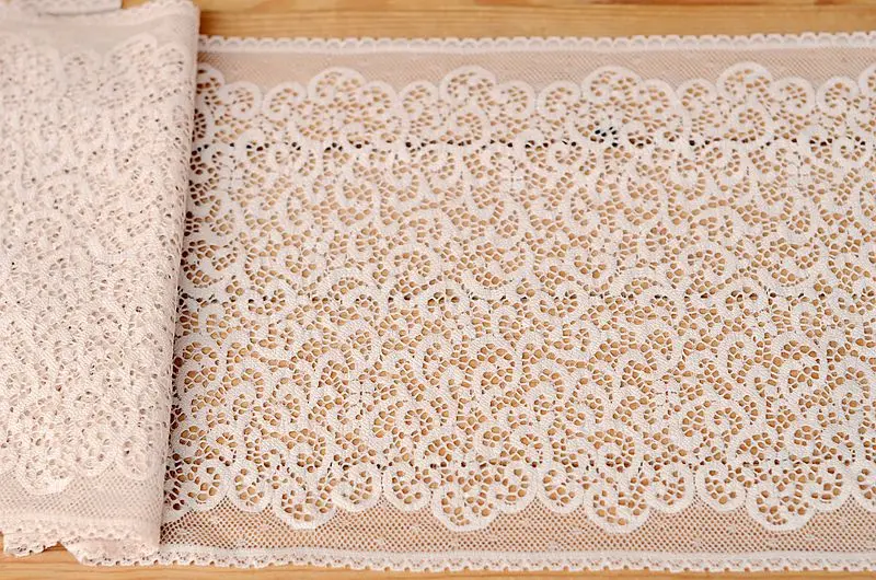 2M/lot 22 cm wide Exquisite beige white pink micro-elastic lace High-end clothing skirt dress decorative lace SC779