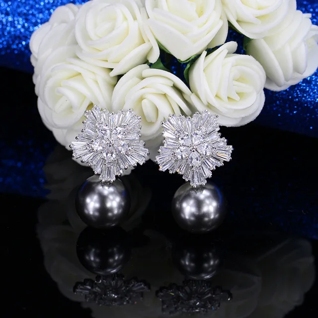 2017 New Pearls Earring Stud Earrings For Women AAA + Cubic Zirconia
