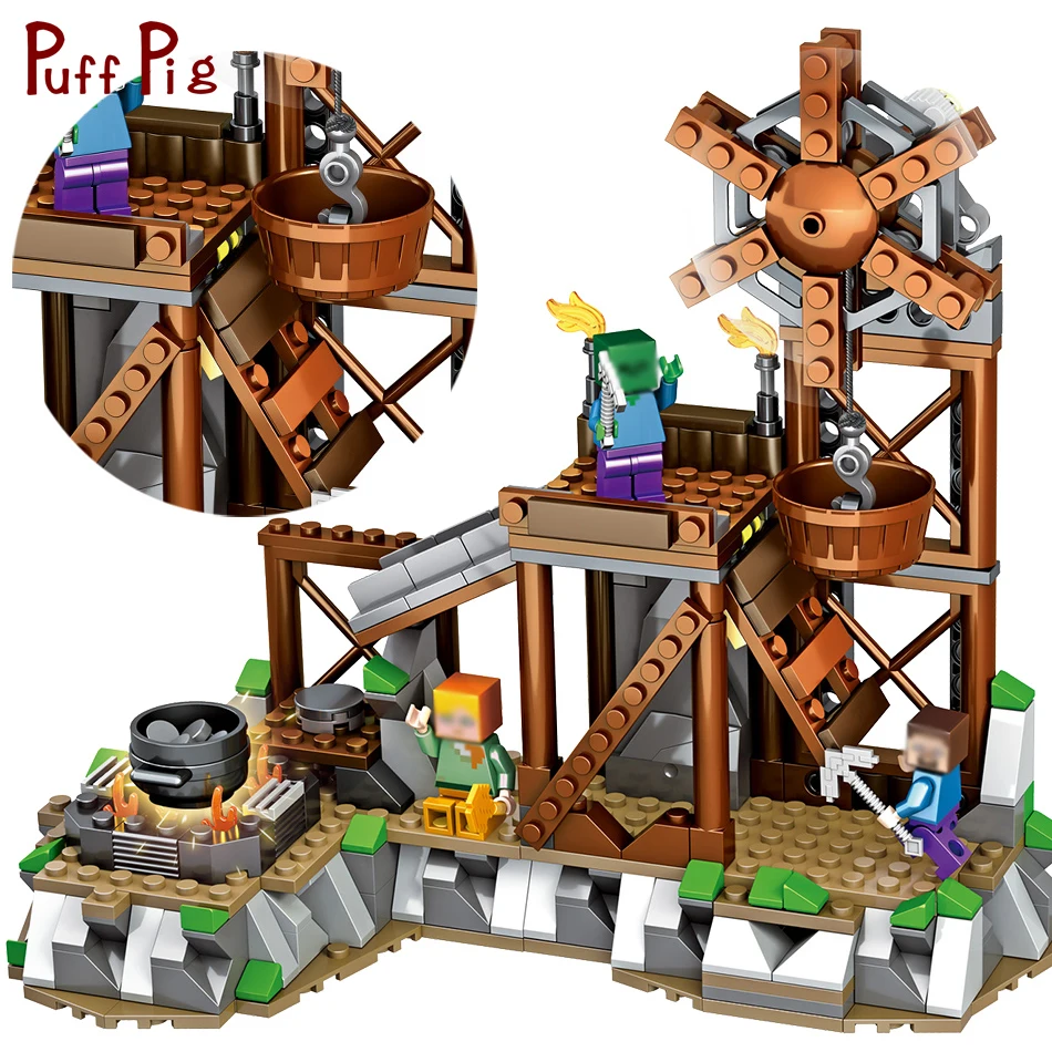 

337pcs Minecrafted Mine Refinery City Building Blocks With Figures Compatible Legoe Bricks Educational Toy For Kid Birthday Gift