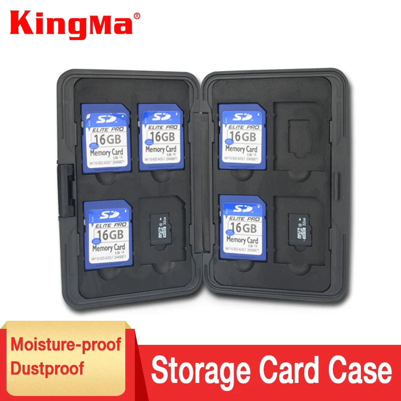 

KingMa Aluminium Alloy EVA Aluminum Micro for SD MMC TF Memory Card Storage Box Protecter Case 8 SD card + 8 TF card