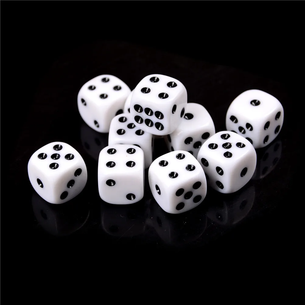 Струйный 16 мм Игровой Набор кубиков шестисторонний Круглый угол непрозрачные кости РПГ стандартные азартные игры пипс куб забавная игрушка белый