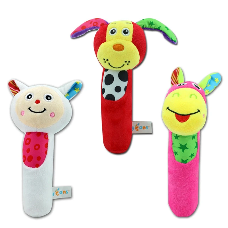 3pcs lot Baby Plush Toy Rattles Soft Hand Bell Animal Model Infant 0 36 Months Soft 4