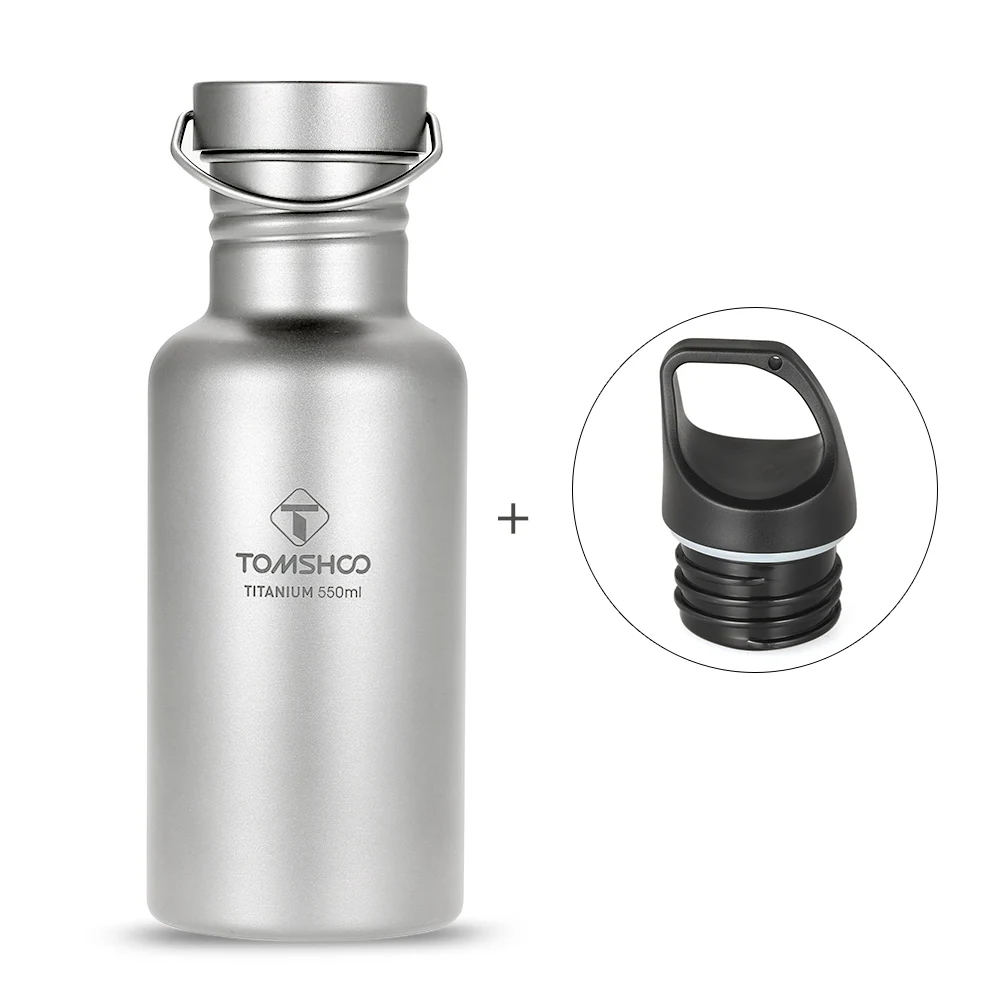 TOMSHOO, походная посуда, 750 мл, полностью титановая бутылка для воды с дополнительной пластиковой крышкой, для кемпинга, туризма, велоспорта, Спортивная бутылка