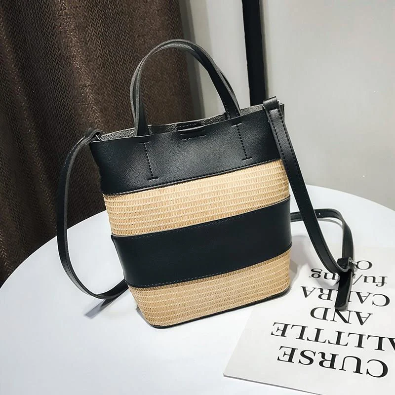 Summer Fashion Women Panelled Straw Bags INS Popular Female Beach Casual Handbag Ladies Exquisite Weave Shoulder Bag Tote SS3397 (14)