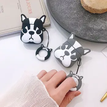 

Fashion Cute Bulldog Soft Silicone Protective Cover Shockproof Case Skin for Airpods 1/2 Charging Box
