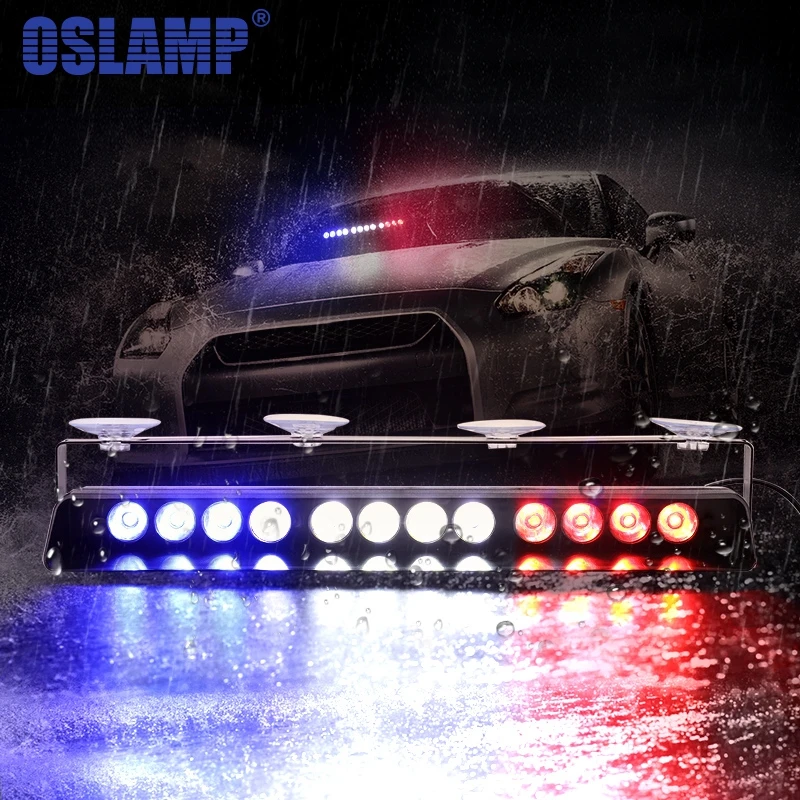 

Oslamp 12 LEDs Car Truck Strobe Light Hazard Flashing Emergency Warning Bar Light DRL LED Work Light For Fog Rainy Snowy 12V