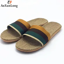 Весенние мужские тапочки; домашние тапочки из льна; летние пляжные мужские сандалии; Повседневная обувь; мужские вьетнамки; европейские размеры 40-45; sapato masculino