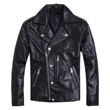 Абсолютно новая мягкая овечья куртка. Мужская куртка из натуральной кожи. Облегающая Байкерская Одежда. Куртки размера плюс качества