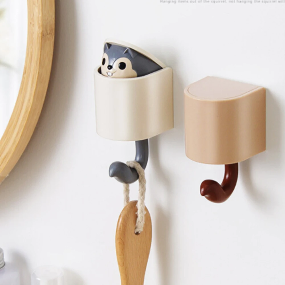 Coat Wall Hook Key Holder Creative Outstretch Cute Squirrel Hook Wall Home Decor Kitchen Hook Bathroom Accessories Coat Hanger