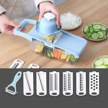 

7 In 1 Multifunctional Manual Vegetable Spiral Chopper Slicer Cheese Grater Clever Fruit Cutter Kitchen Tools