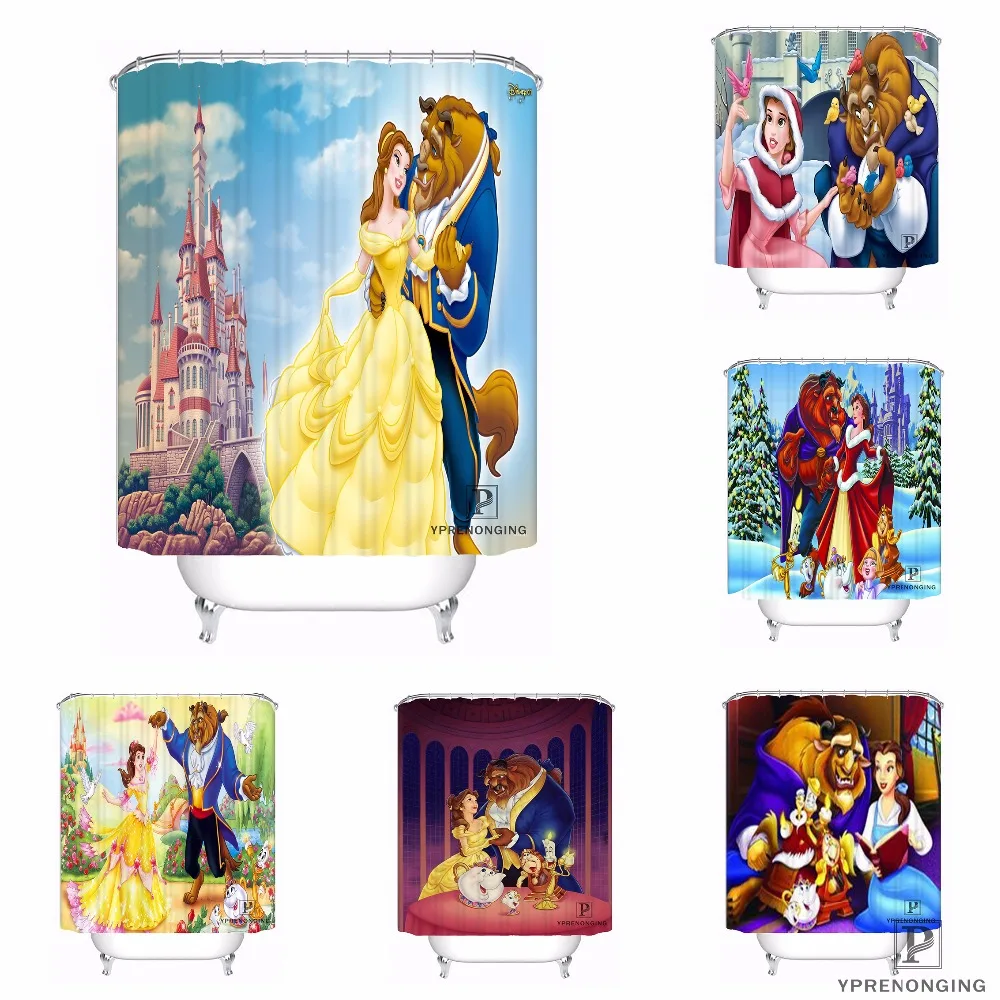 

Custom Beauty and the Beast Waterproof Shower Curtain Home Bath Bathroom s Hooks Polyester Fabric Multi Sizes180509-05