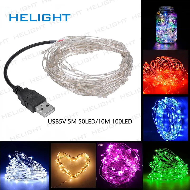 USB 5V IP65 5M 50LED/10M 100LED гирлянда для праздника Рождественский светильник свадьбы