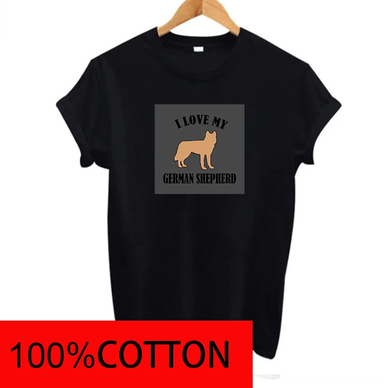 Женская футболка с принтом I LOBE MY Wolf Повседневная короткими рукавами из 100% хлопка