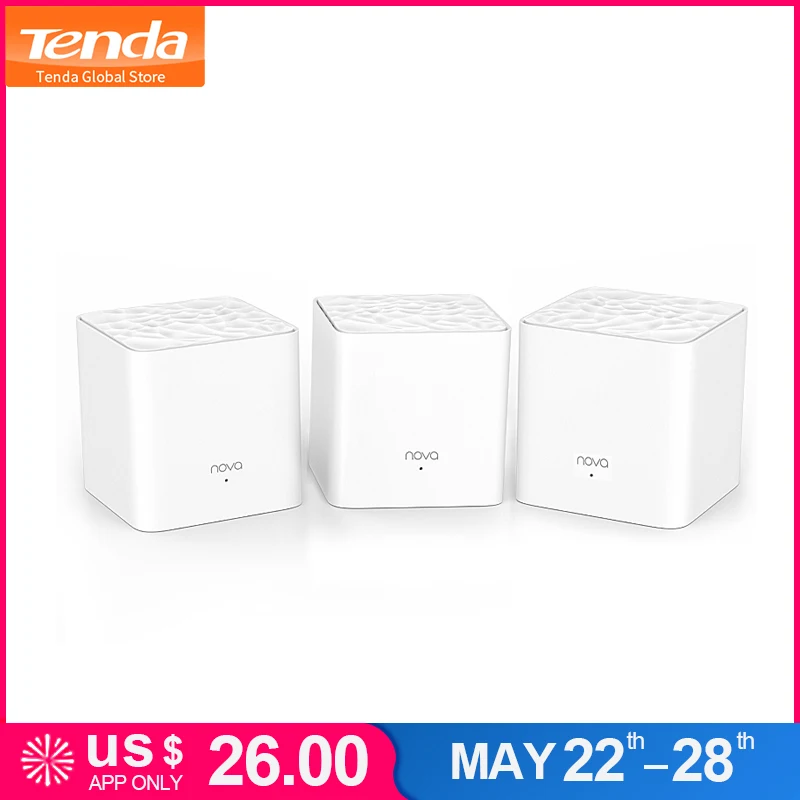 

Tenda Nova MW3 AC1200 Dual-Band Wireless Router for Whole Home Wifi Coverage Mesh WiFi System Wireless Bridge, APP Remote Manage